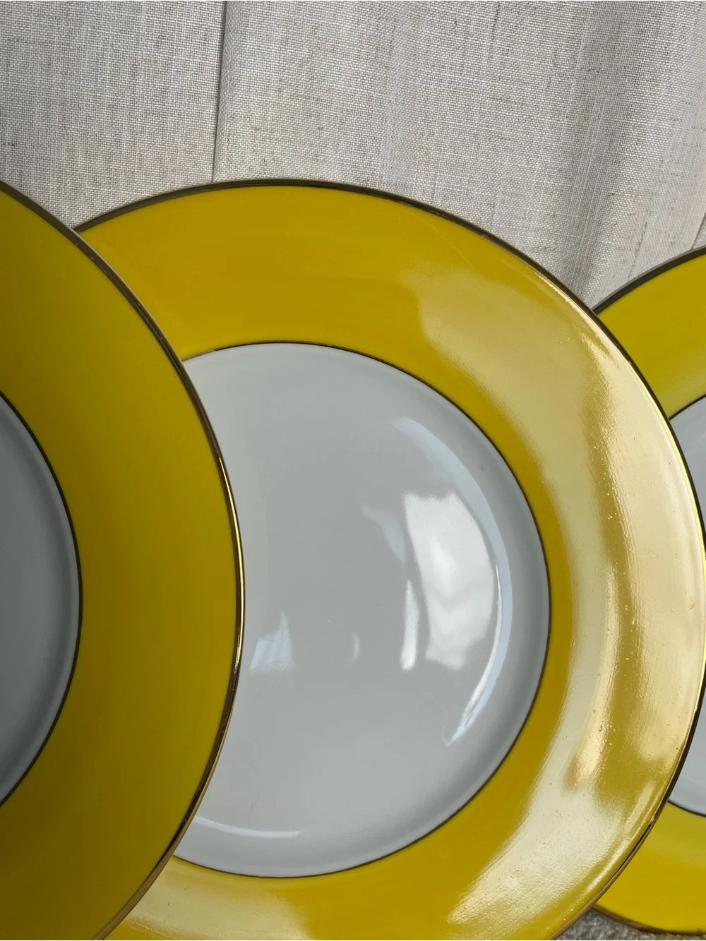 Porcelaines M P Samie-Limoges Yellow Charger Plates- Set of 4
